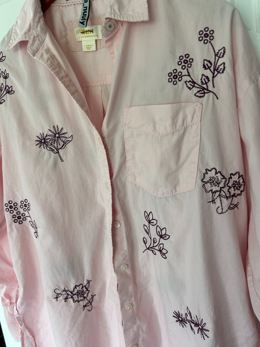MAEVE X TRICIA FIX RE_NULLY EMBROIDERED POPLIN OVERSIZED BLOUSE S SMALL